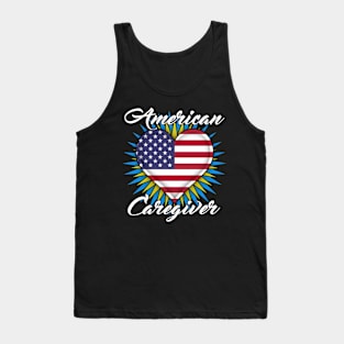 American Caregiver Heart white font design Tank Top
